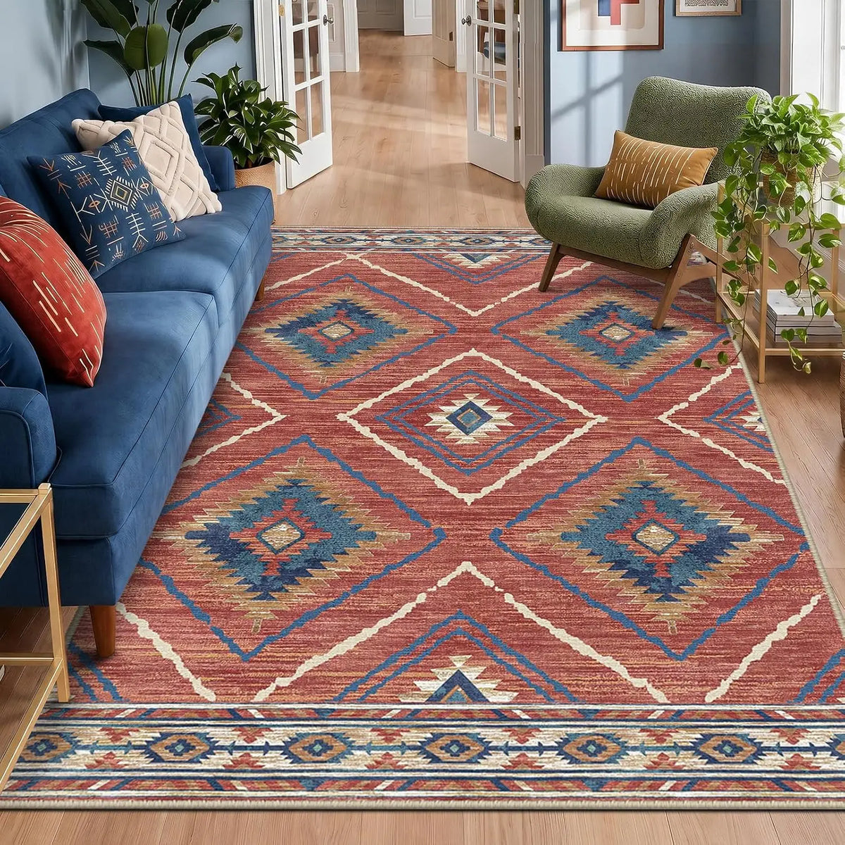 Santa Fe Aztec Border Rug