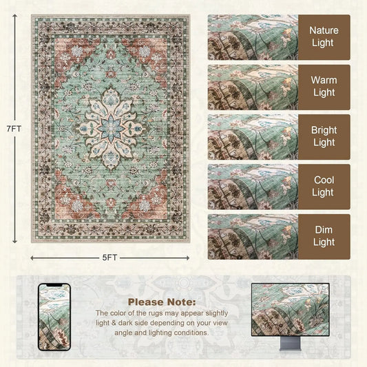 Distressed Blue Medallion Rug