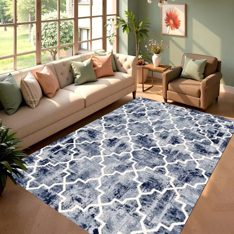 Blue Quatrefoil Moroccan Rug
