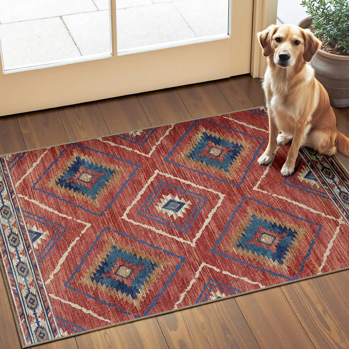 Santa Fe Aztec Border Rug