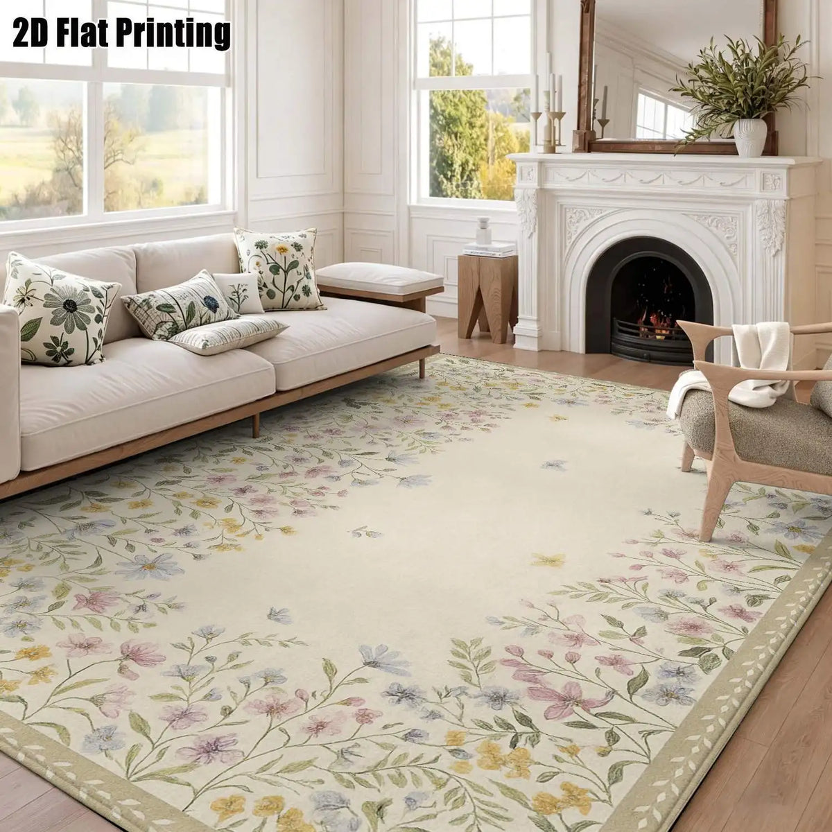 Blush Floral Geometric Rug