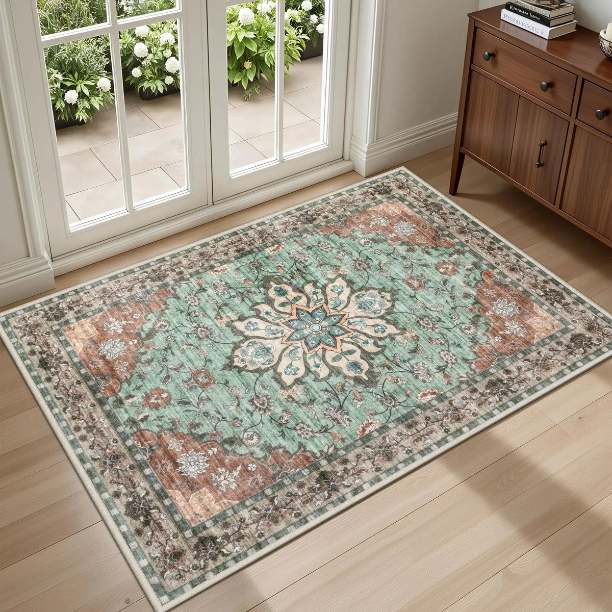Distressed Blue Medallion Rug