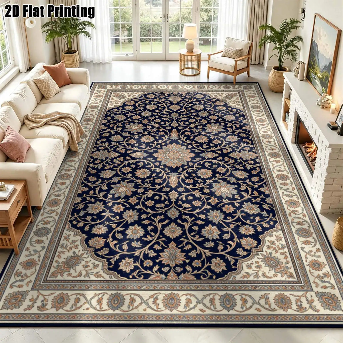 Midnight Scroll Floral Rug