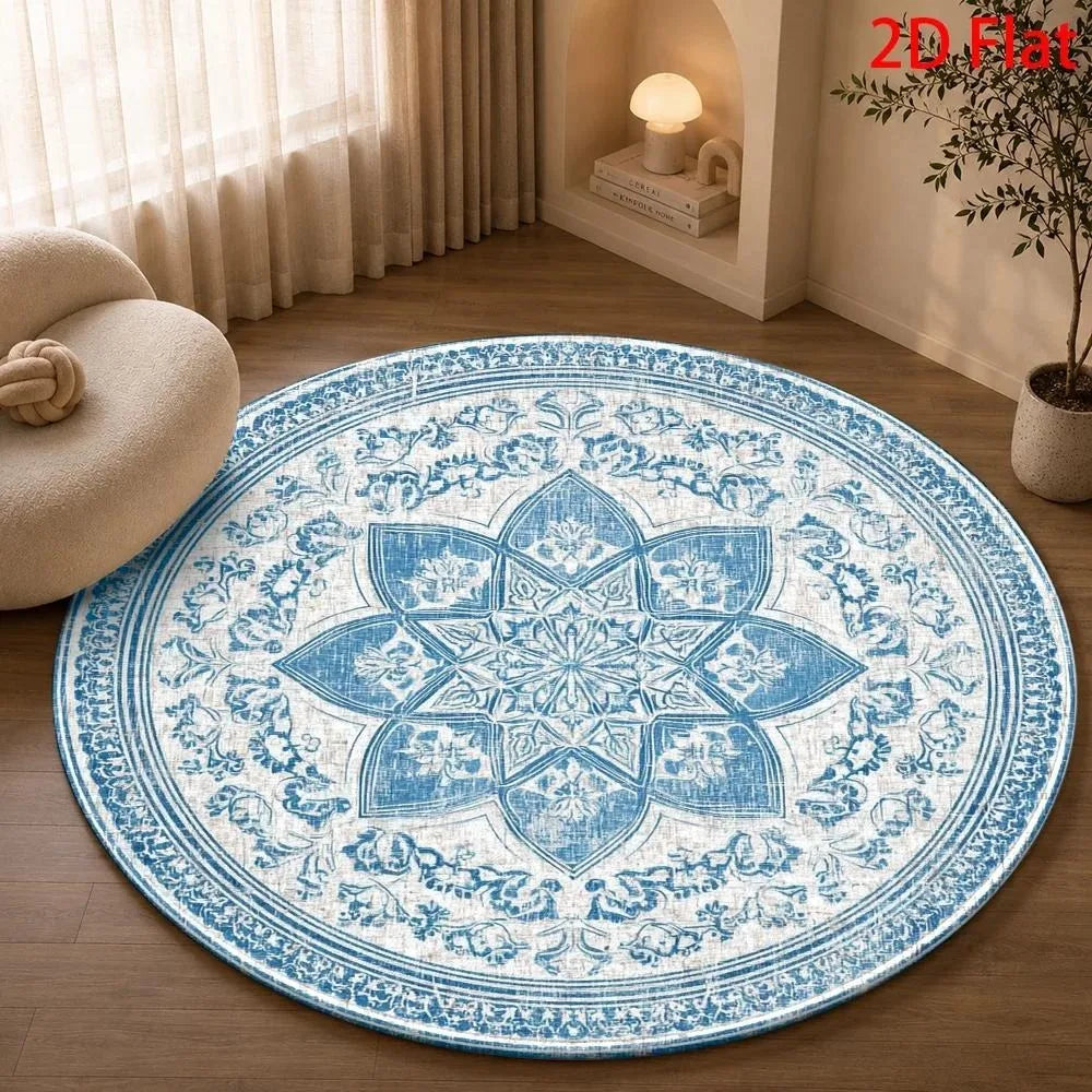 Delft Medallion Round Rug