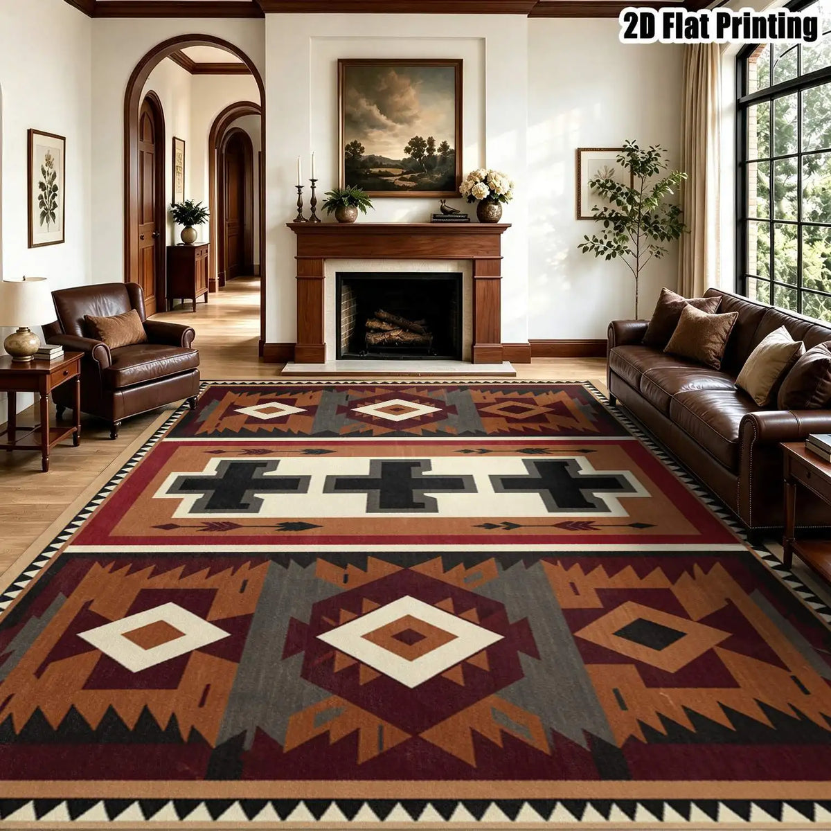 Brick Cross Geometric Rug