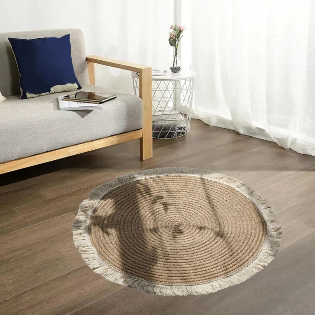 Braided Tassel Jute Accent Rug