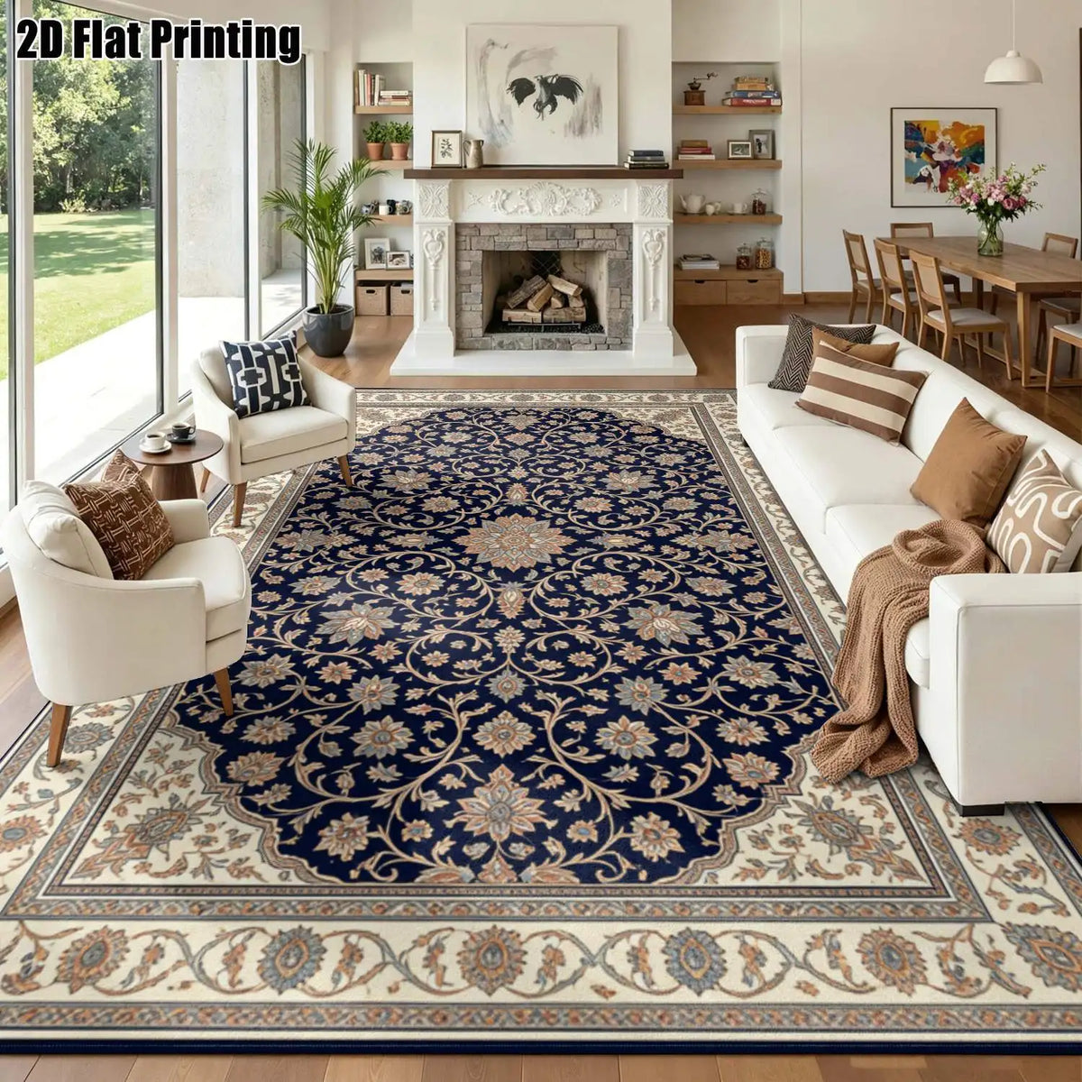 Midnight Scroll Floral Rug