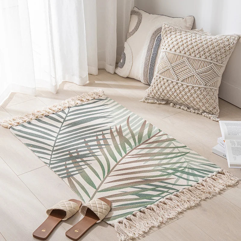 Vintage Tassel Cotton Linen Rug