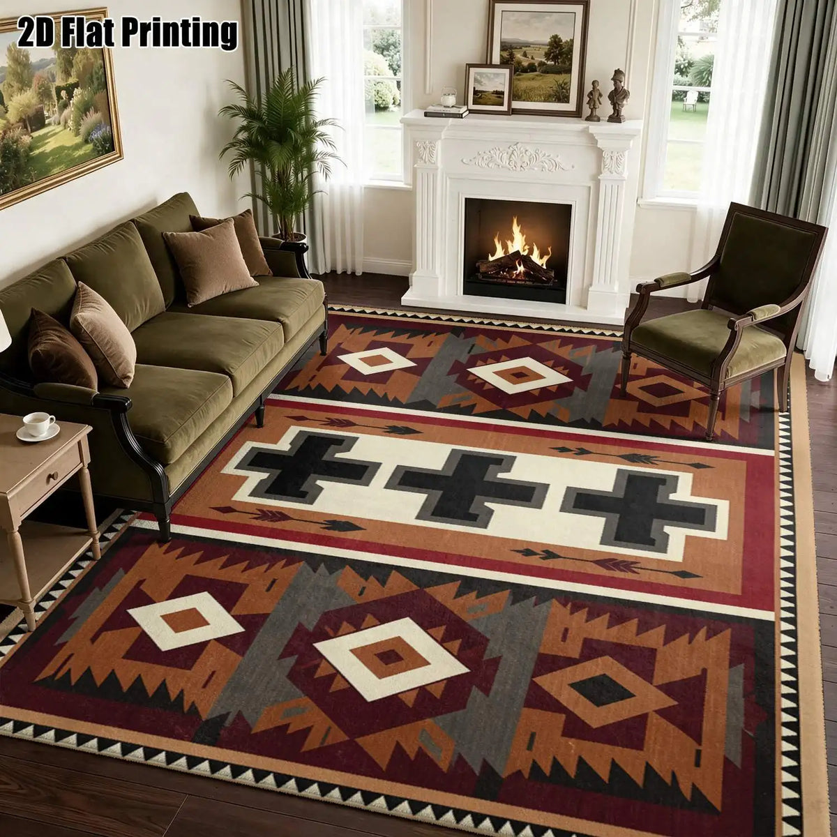 Brick Cross Geometric Rug