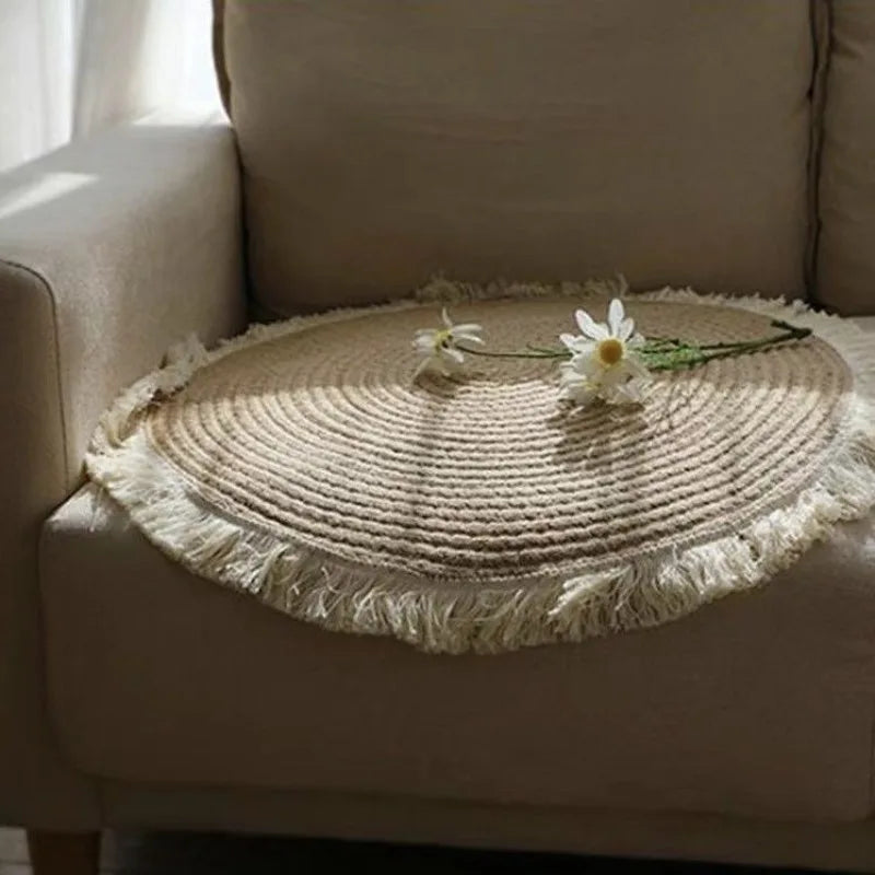 Tassel Jute Round Rug 80 cm