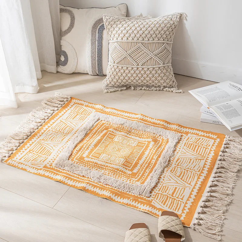 Vintage Tassel Cotton Linen Rug