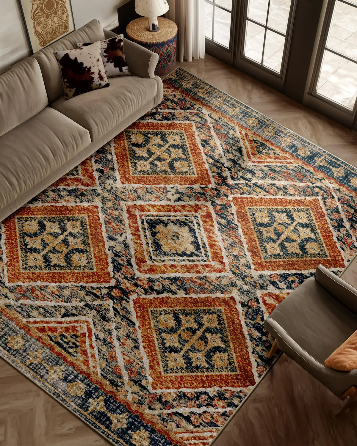Santa Fe Aztec Border Rug