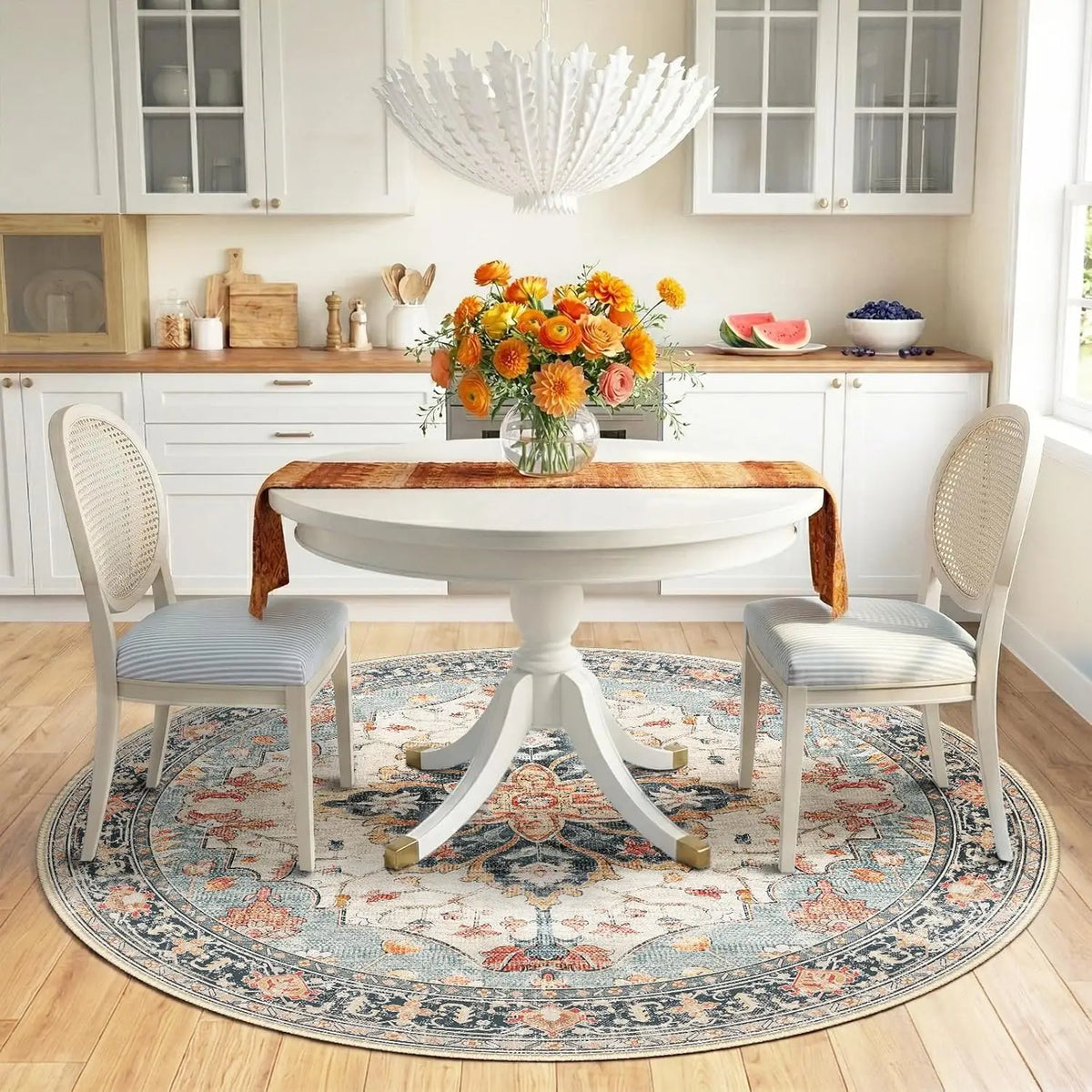 Coral Persian Medallion Round Rug