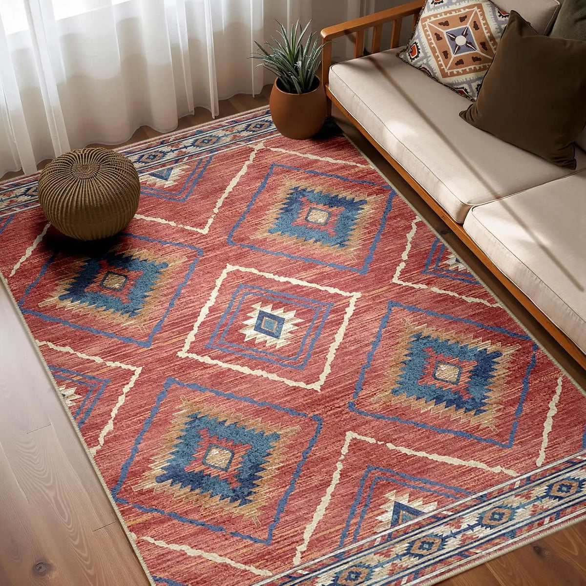 Santa Fe Aztec Border Rug