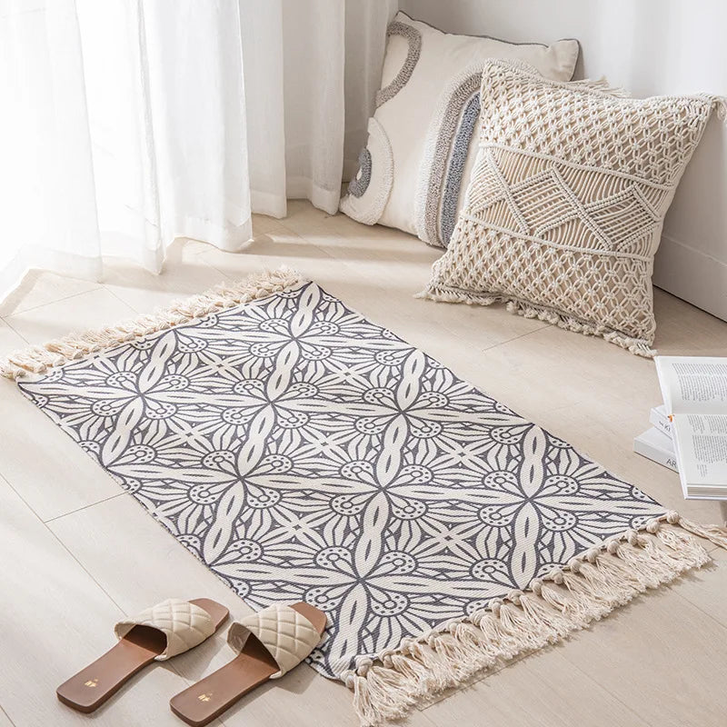 Vintage Tassel Cotton Linen Rug