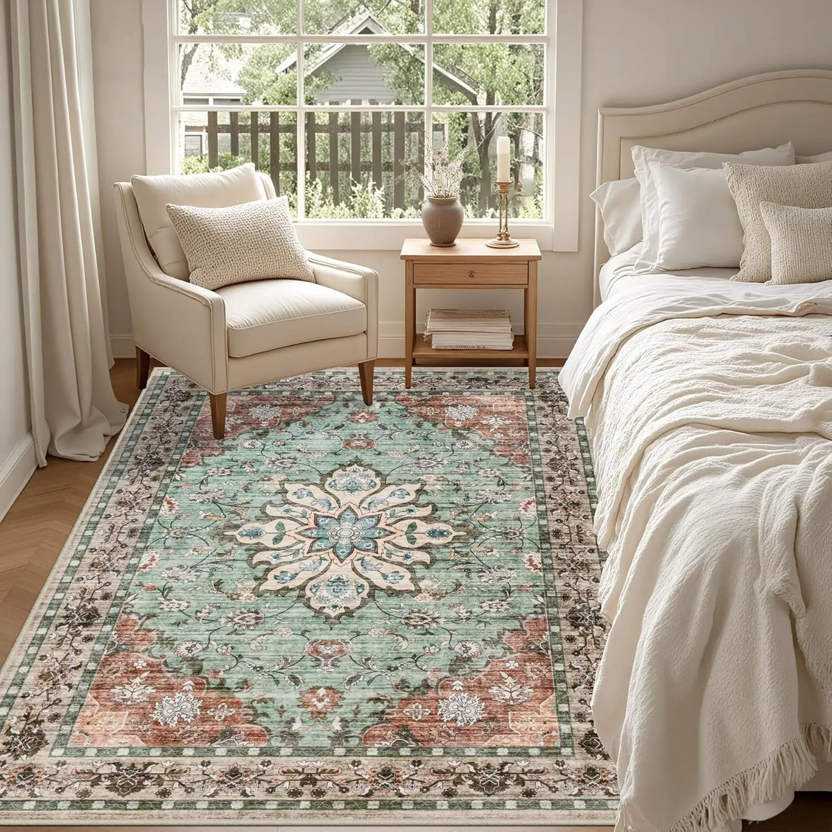 Distressed Blue Medallion Rug