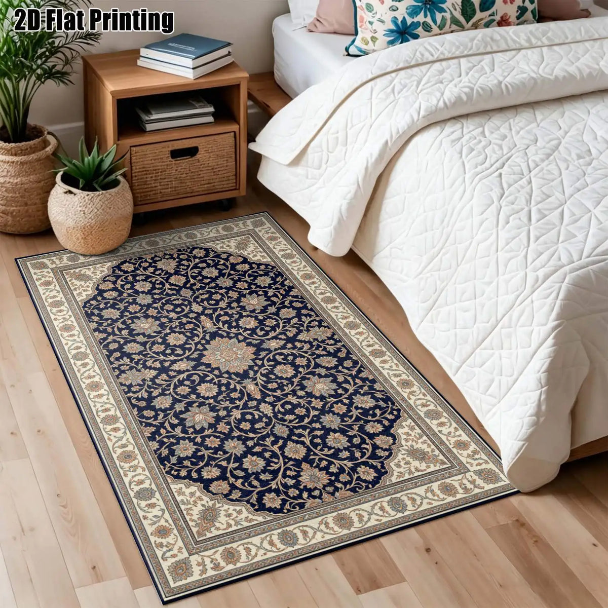 Midnight Scroll Floral Rug