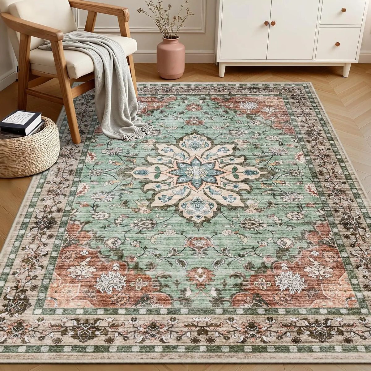 Distressed Blue Medallion Rug