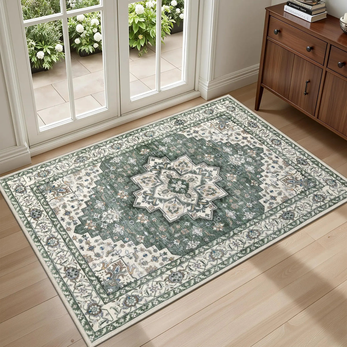 Distressed Blue Medallion Rug