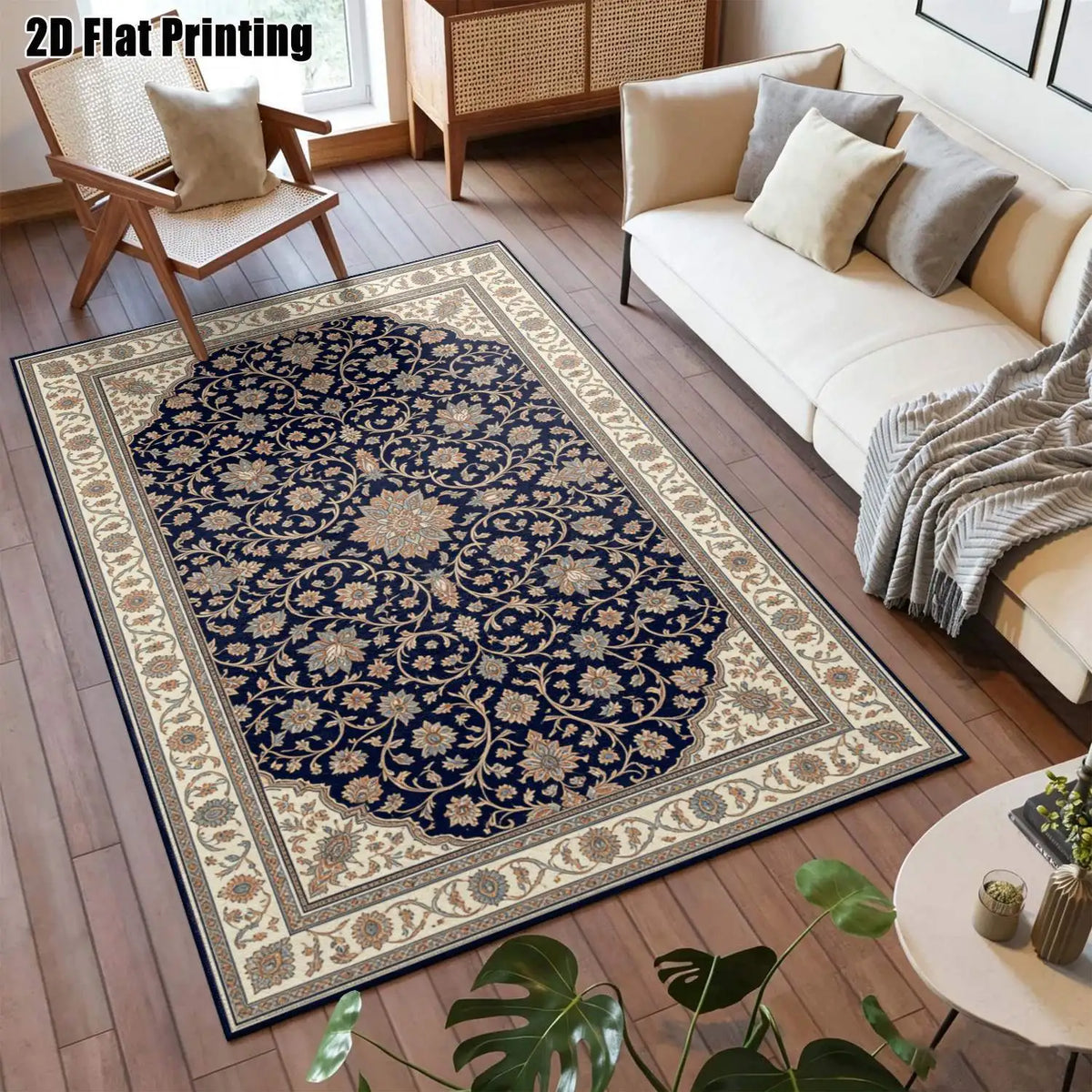 Midnight Scroll Floral Rug