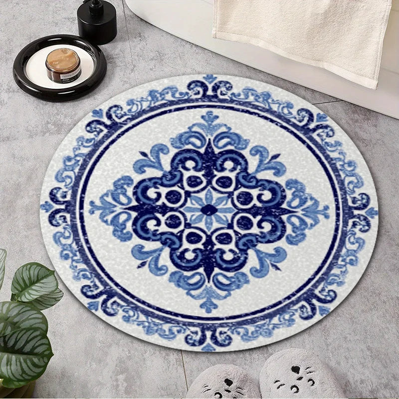 Azure Medallion Round Rug