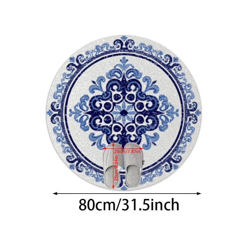 Azure Medallion Round Rug