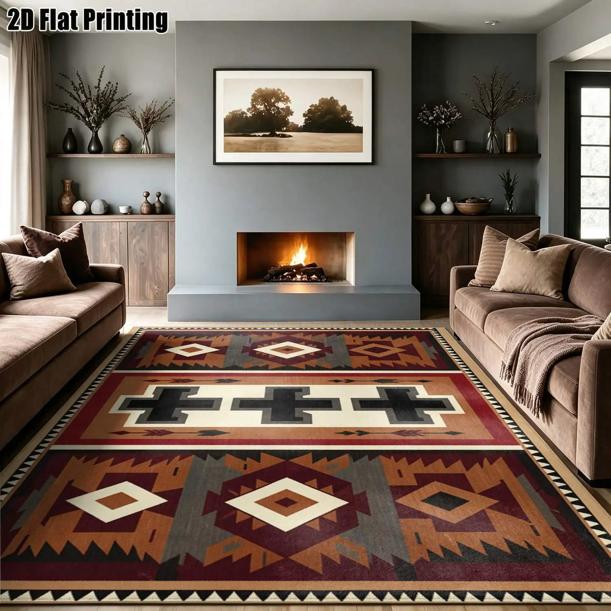 Brick Cross Geometric Rug