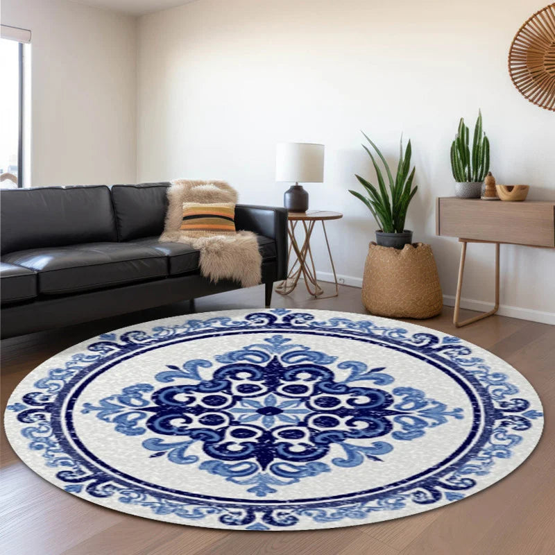 Azure Medallion Round Rug