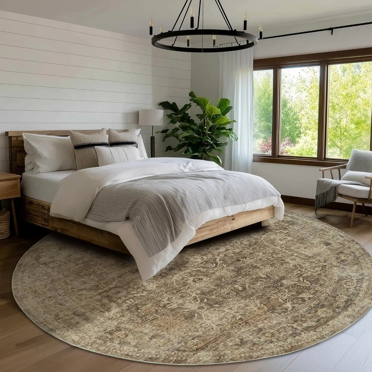 Antique Tan Round Rug