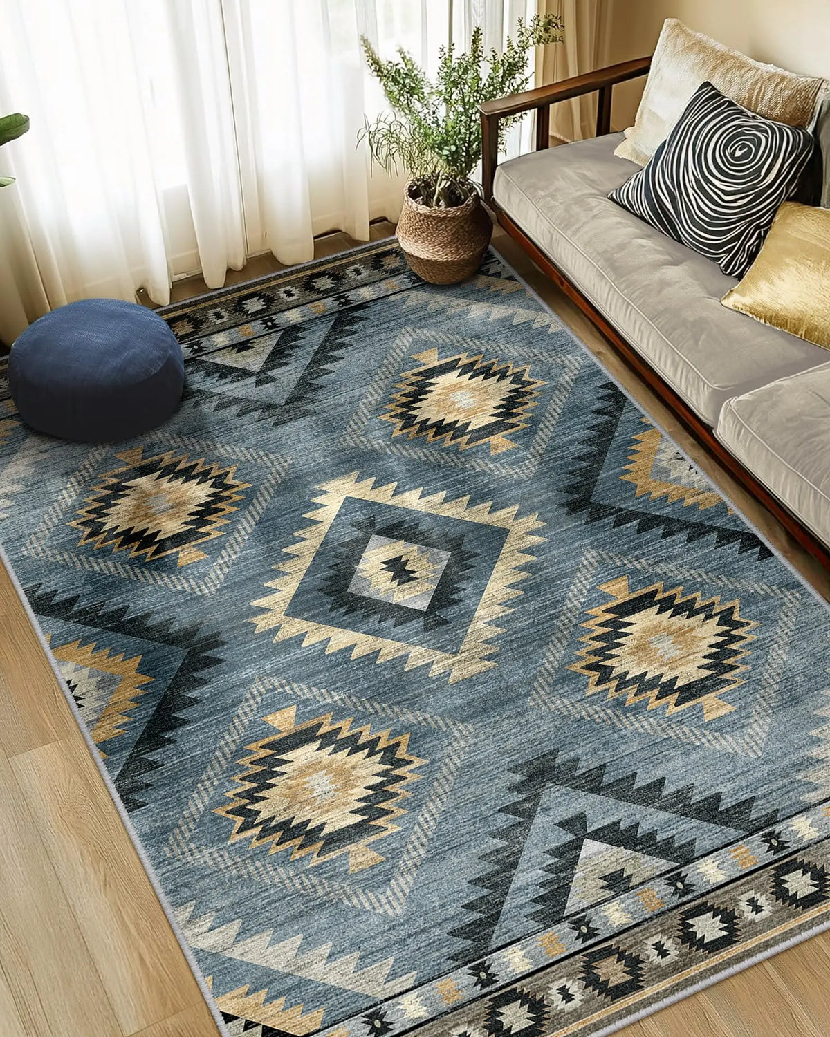 Santa Fe Aztec Border Rug