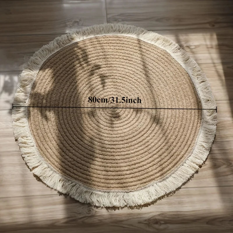 Tassel Jute Round Rug 80 cm
