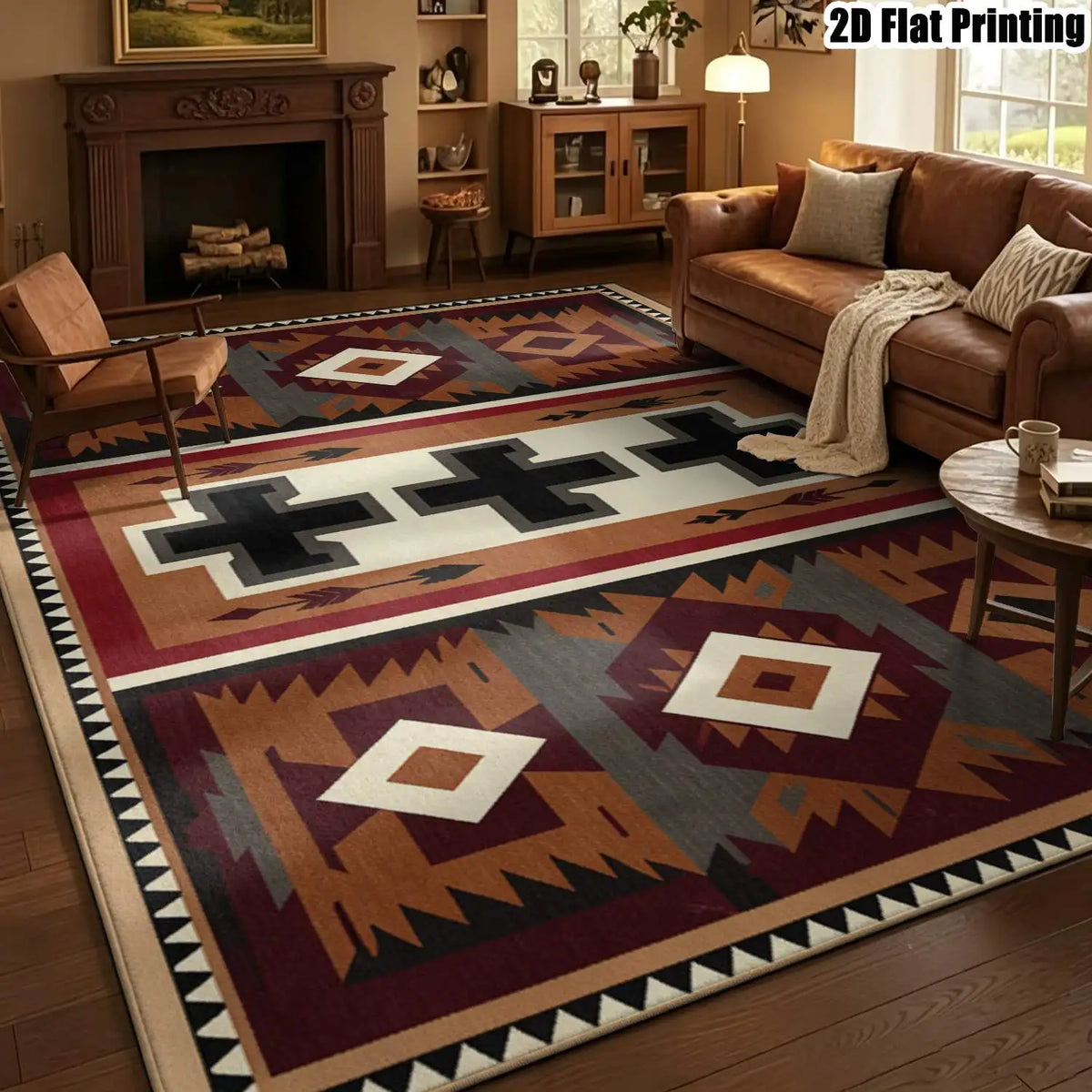 Brick Cross Geometric Rug