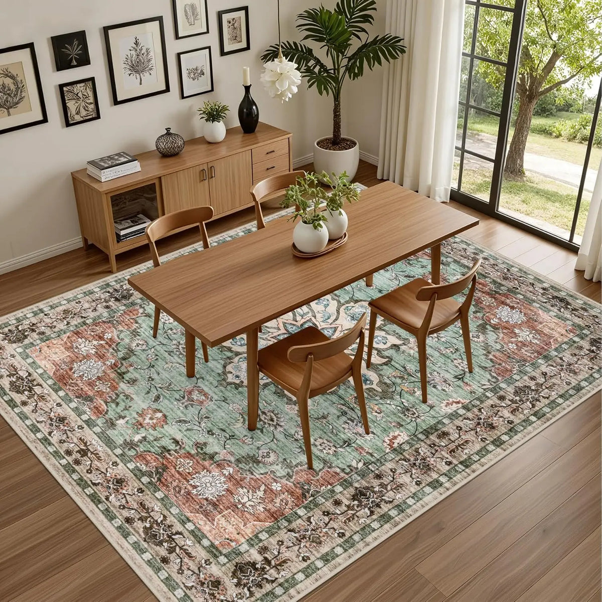 Distressed Blue Medallion Rug