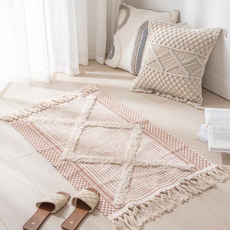 Vintage Tassel Cotton Linen Rug
