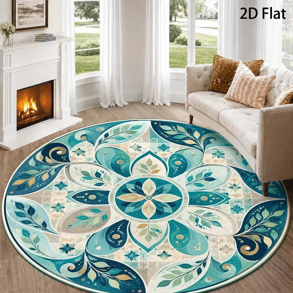 Delft Medallion Round Rug