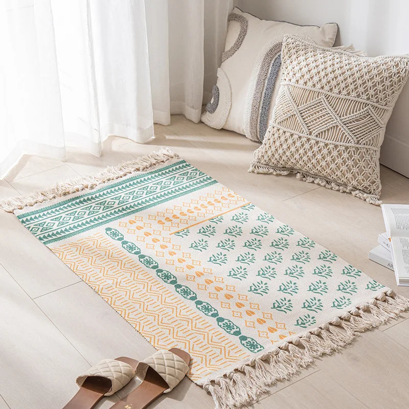Vintage Tassel Cotton Linen Rug