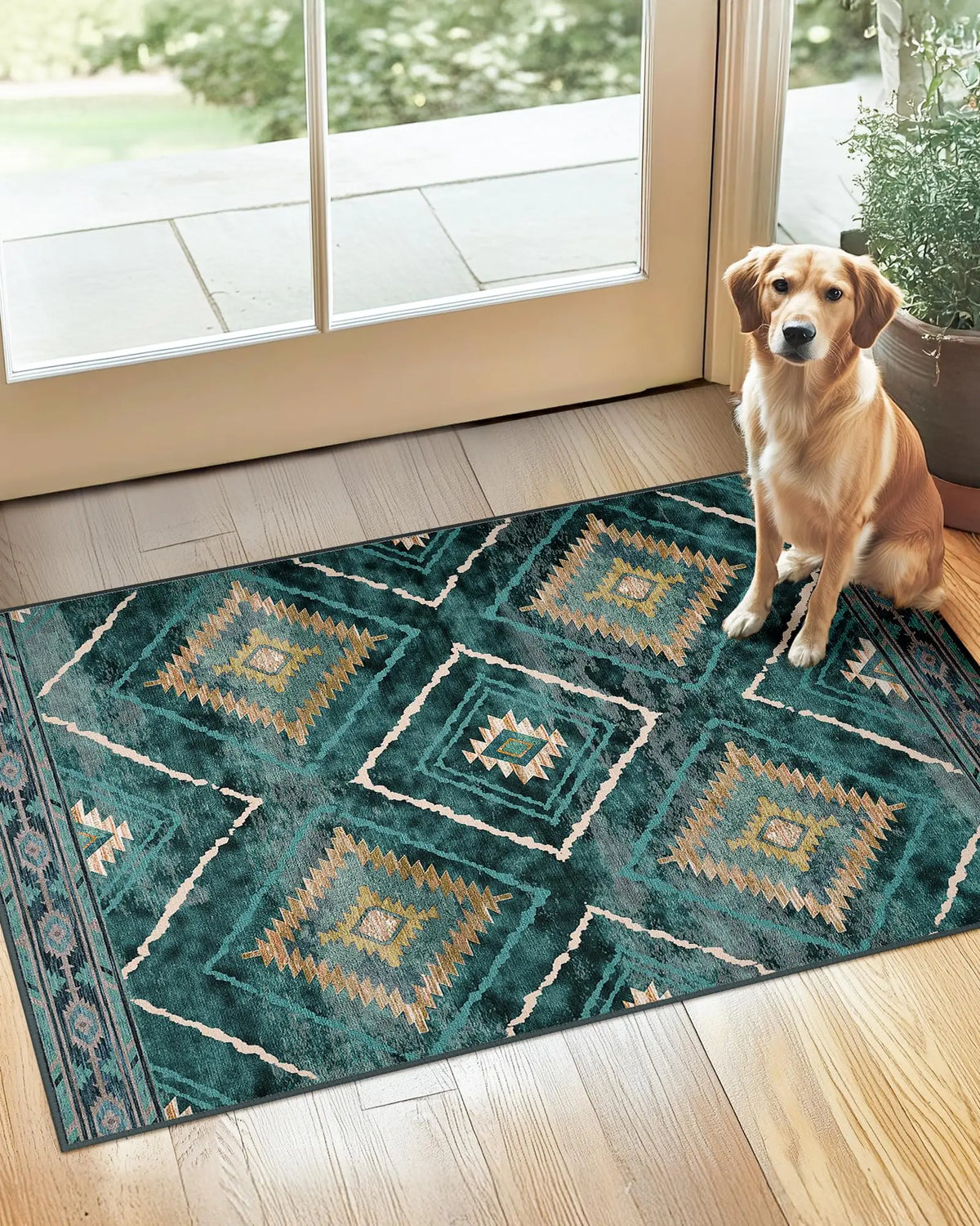 Santa Fe Aztec Border Rug
