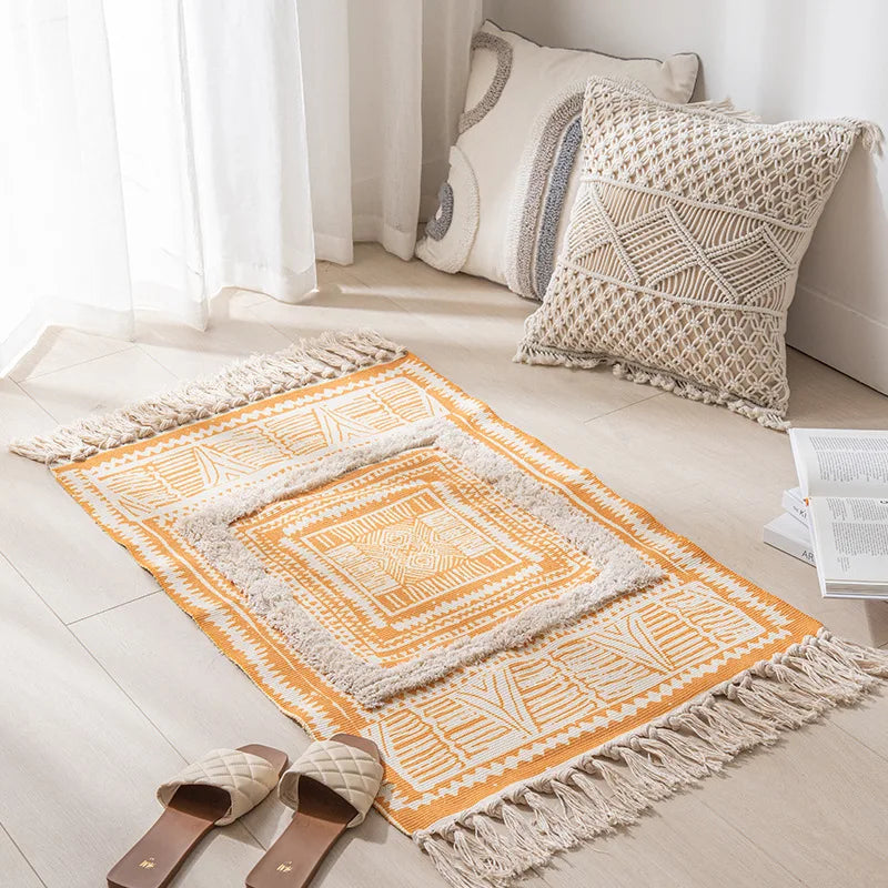 Vintage Tassel Cotton Linen Rug