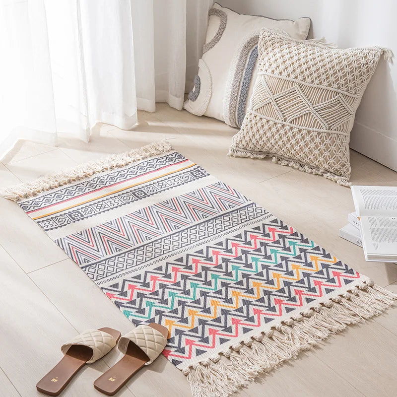 Vintage Tassel Cotton Linen Rug