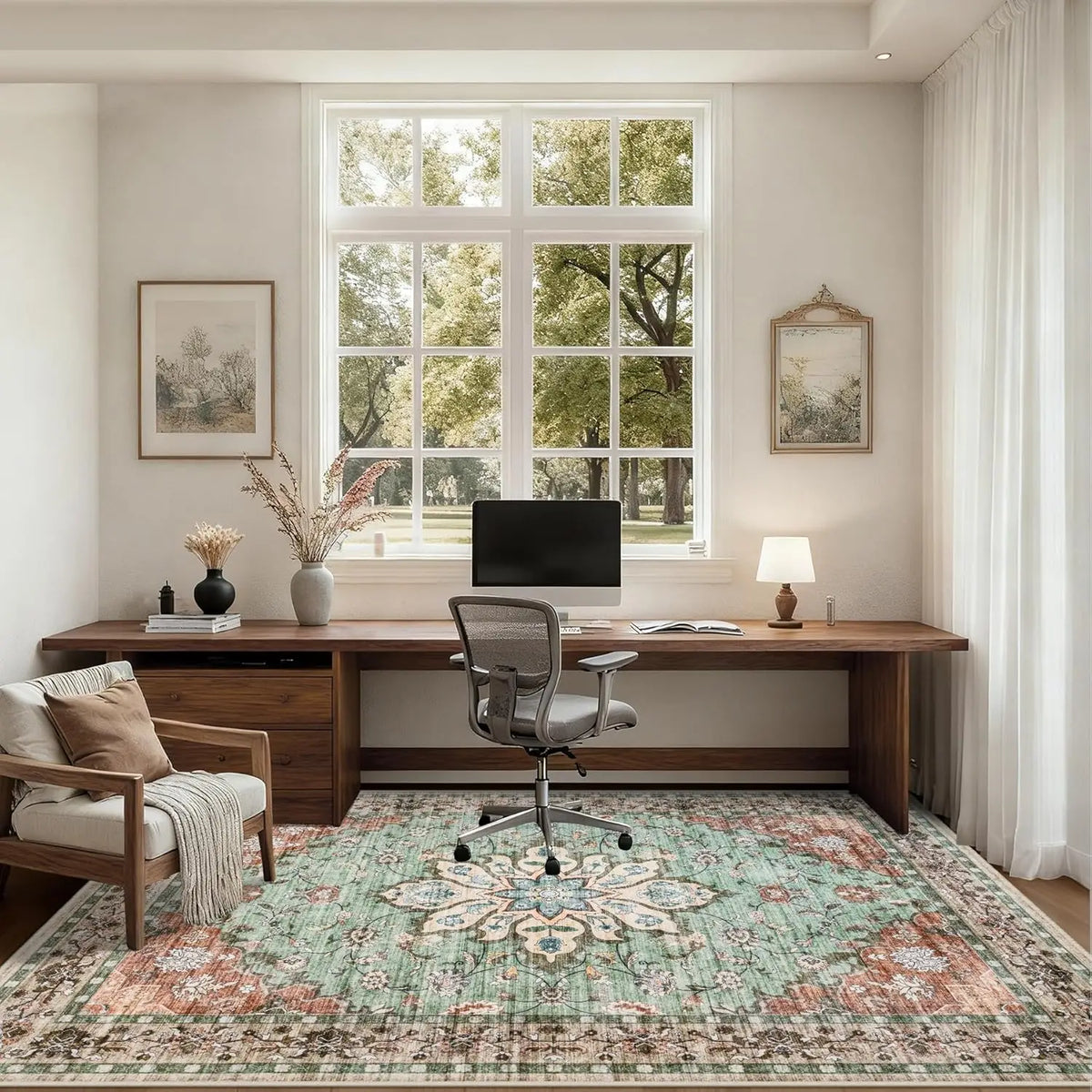 Distressed Blue Medallion Rug