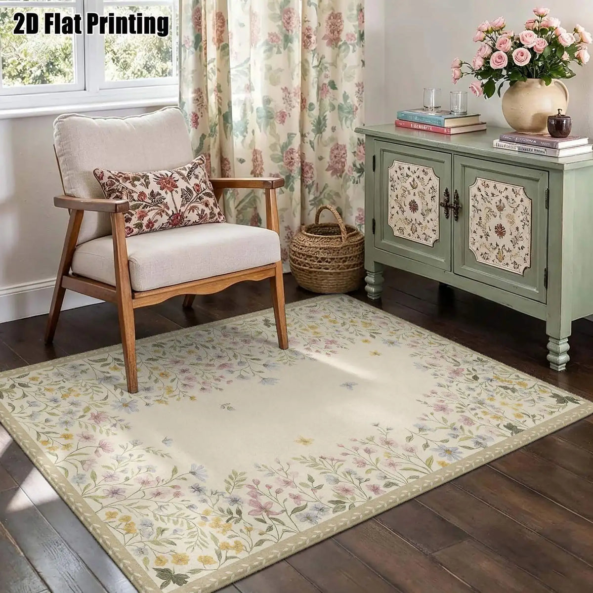 Blush Floral Geometric Rug