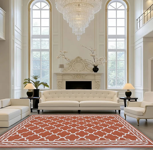 Red Clay Checkered Rug
