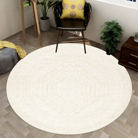 Ivory Sculpted Round Rug
