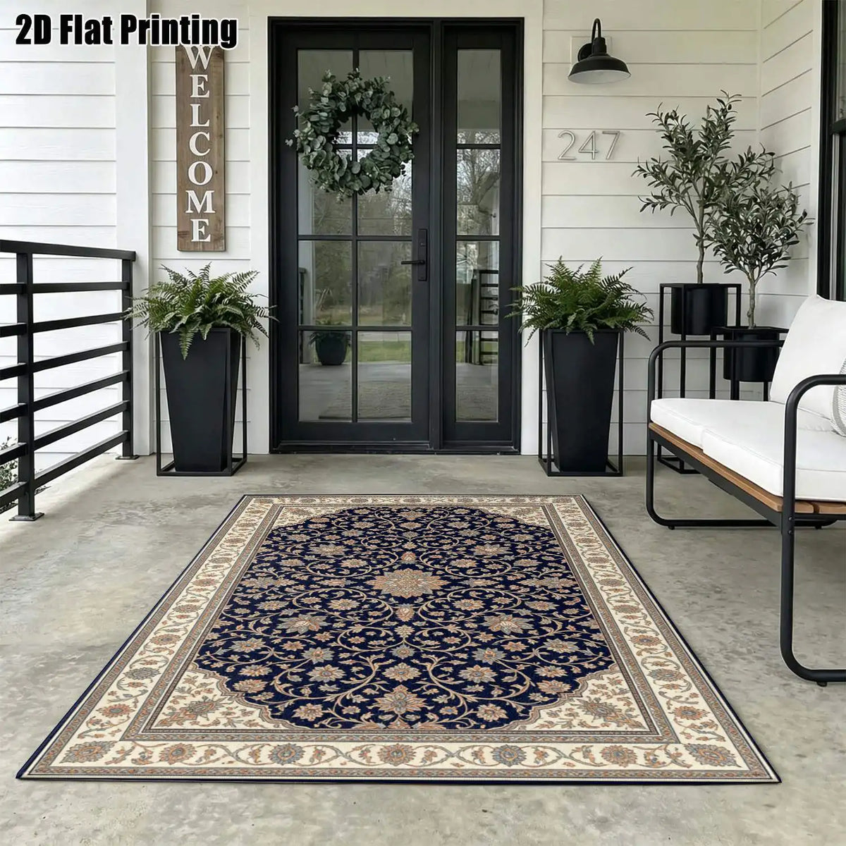 Midnight Scroll Floral Rug