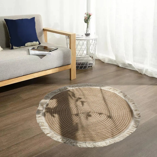 Braided Tassel Jute Accent Rug