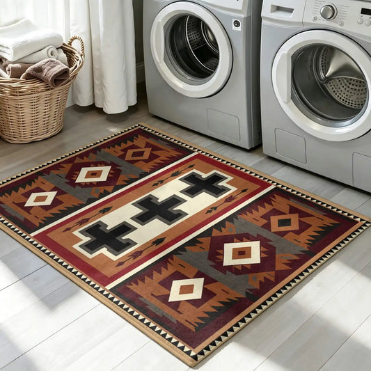 Brick Cross Geometric Rug