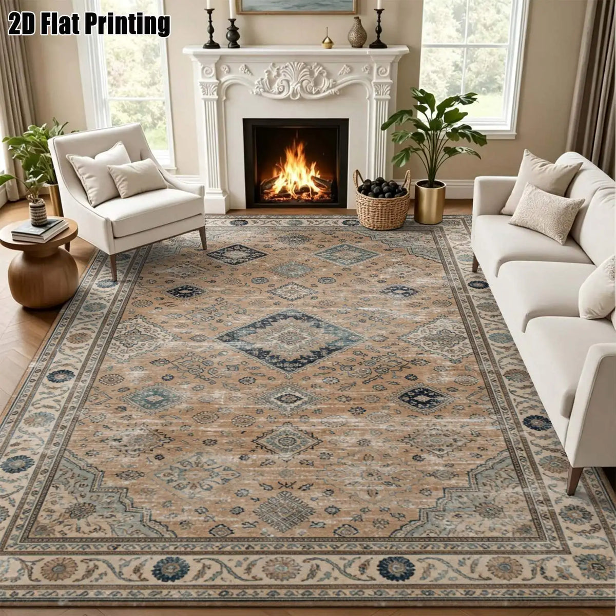 Chestnut Navy Floral Rug