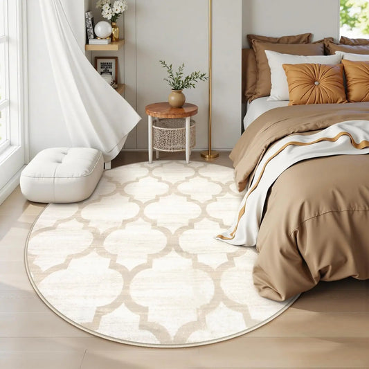 Ivory Lattice Round Rug