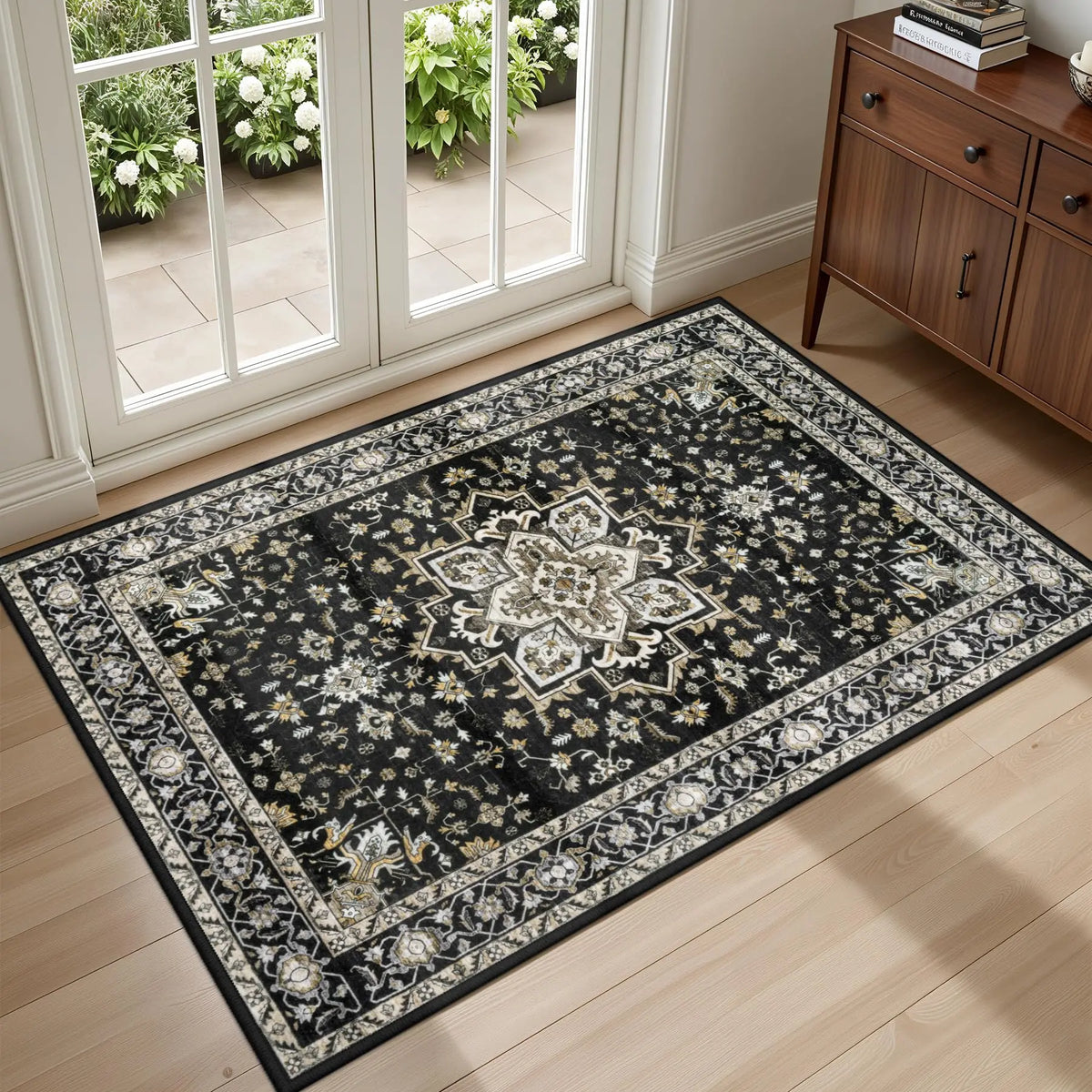 Distressed Blue Medallion Rug