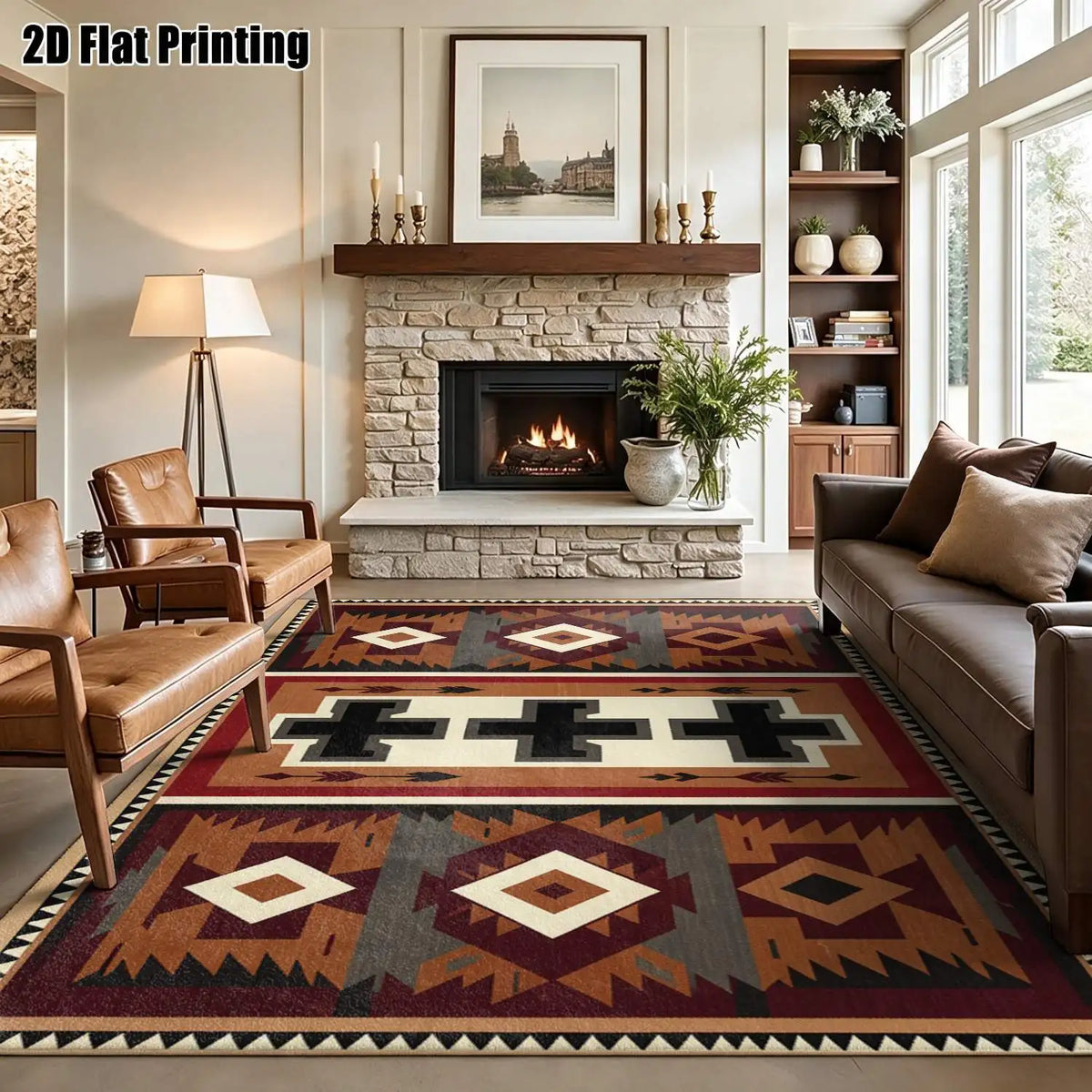 Brick Cross Geometric Rug